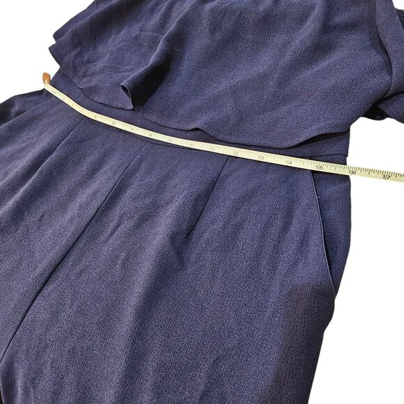 Vince Camuto Wide Leg Ruffled Jumpsuit Navy Size 8 Wide Leg Formal Corpcore - Picture 7 of 9